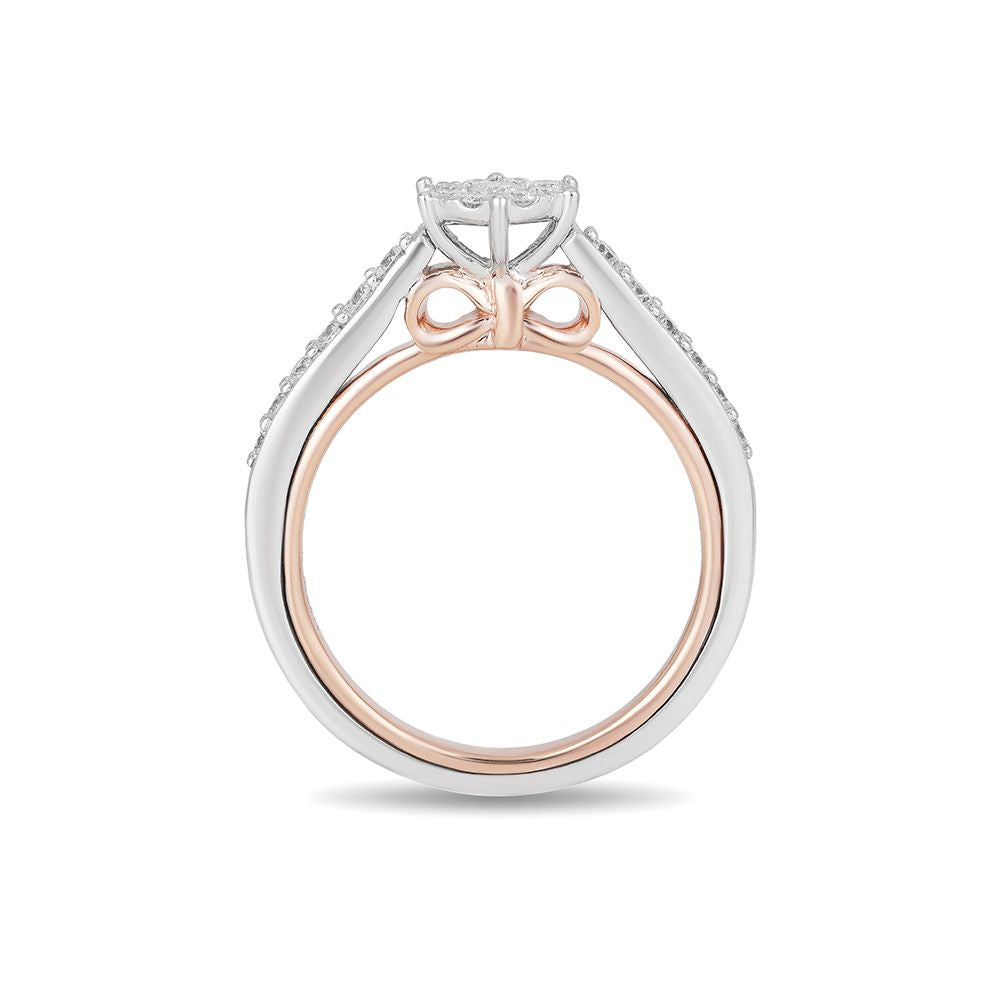 Disney Snow White Inspired Diamond Engagement Ring in 10K White Gold and Rose Gold 1/2 CTTW View 2