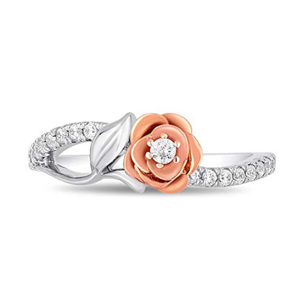 Disney Belle Inspired Diamond Rose Ring in 10K Sterling