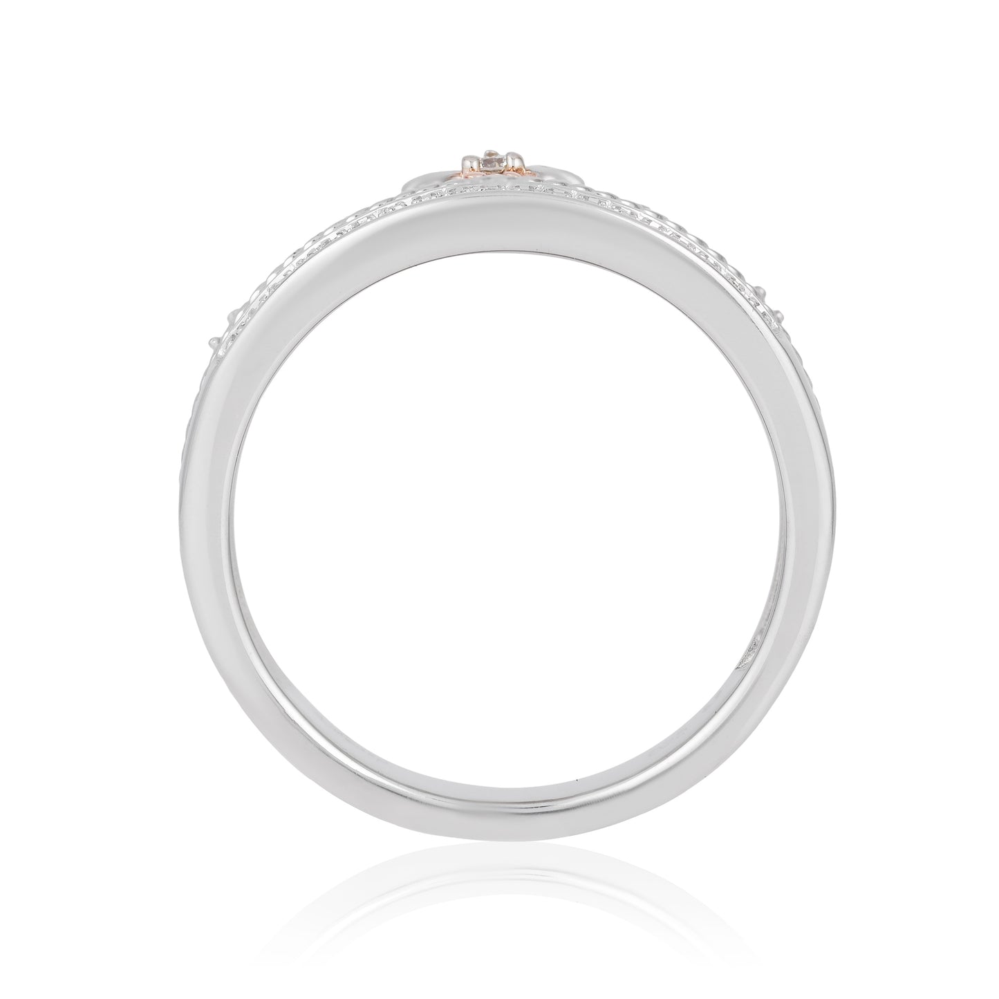 Enchanted Disney Fine Jewelry Sterling Silver and 10K Rose Gold 1/10 CTTW Rapunzel Tiara Ring