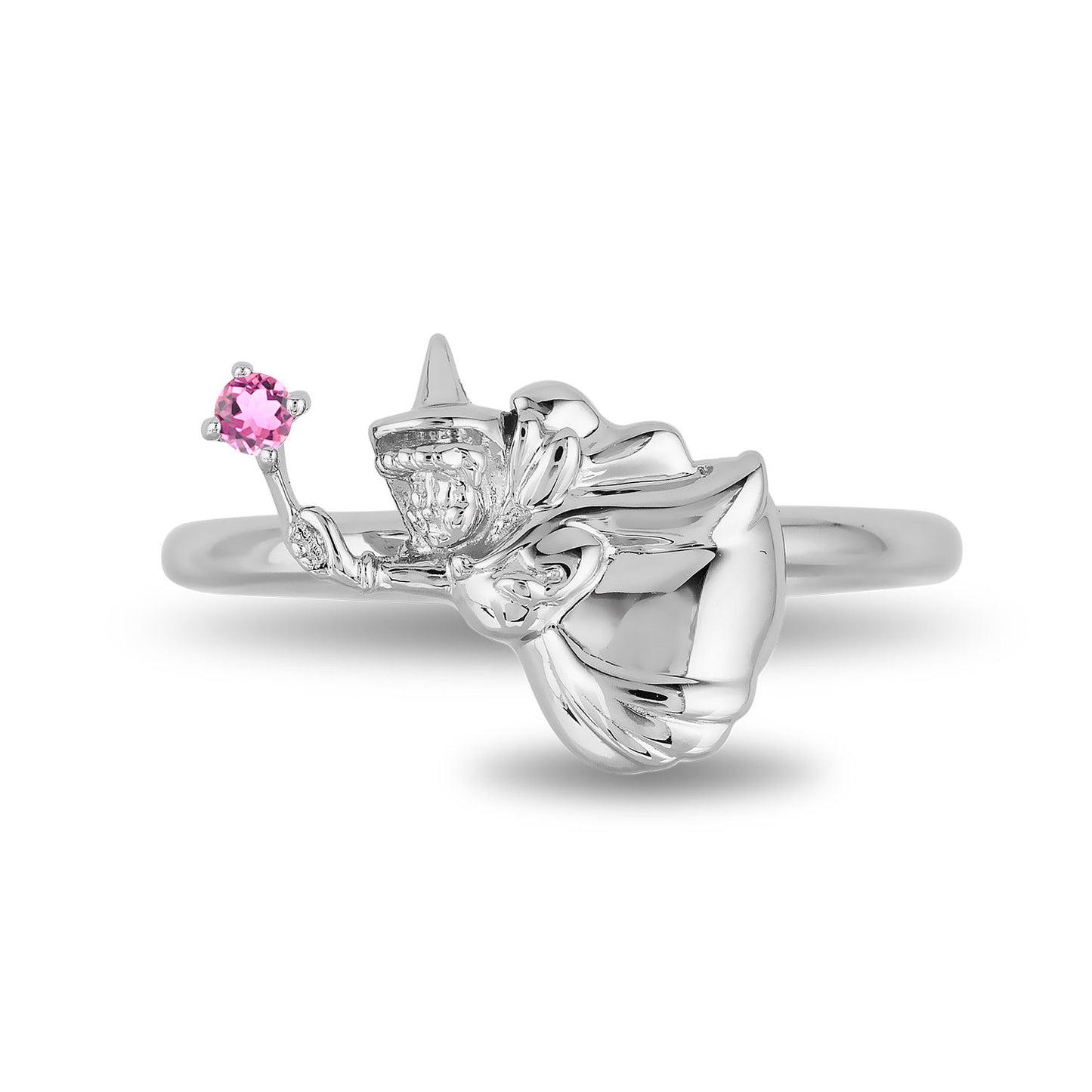 Enchanted Disney Fine Jewelry Sterling Silver with Pink Tourmaline Aurora Flora Fairy Ring