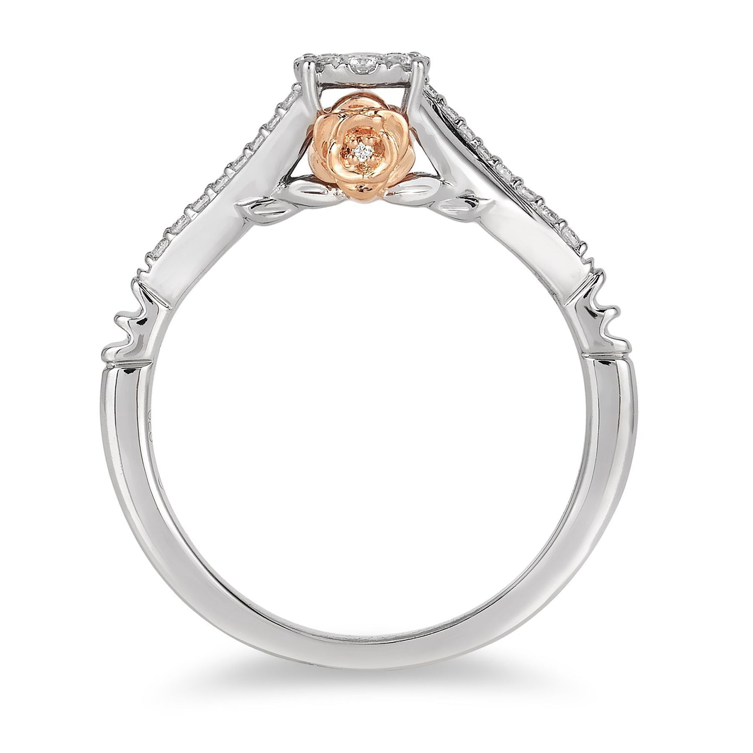 Disney Belle Inspired Diamond Promise Ring in 10K White Gold & Rose ...
