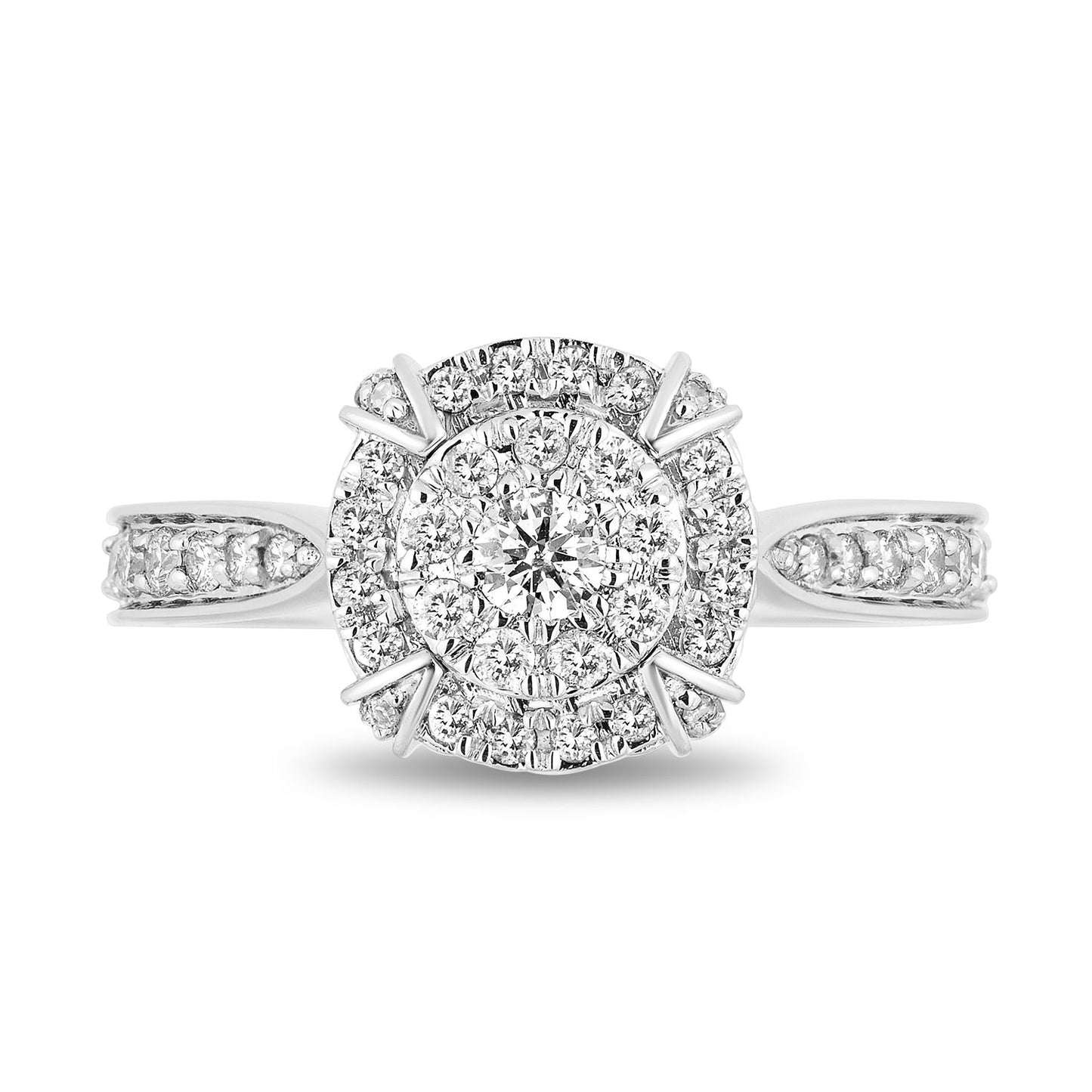 Enchanted Disney Fine Jewelry 14K White Gold with 3/4 CTTW Cinderella Composite Engagement Ring