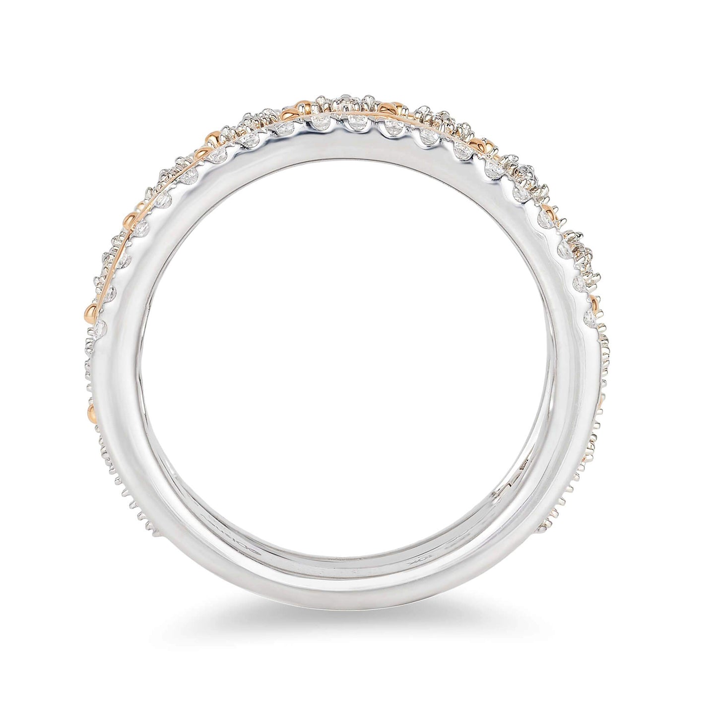 Enchanted Disney Fine Jewelry 14K White Gold and Rose Gold 1/2 CTTW Majestic Princess Tiara Ring