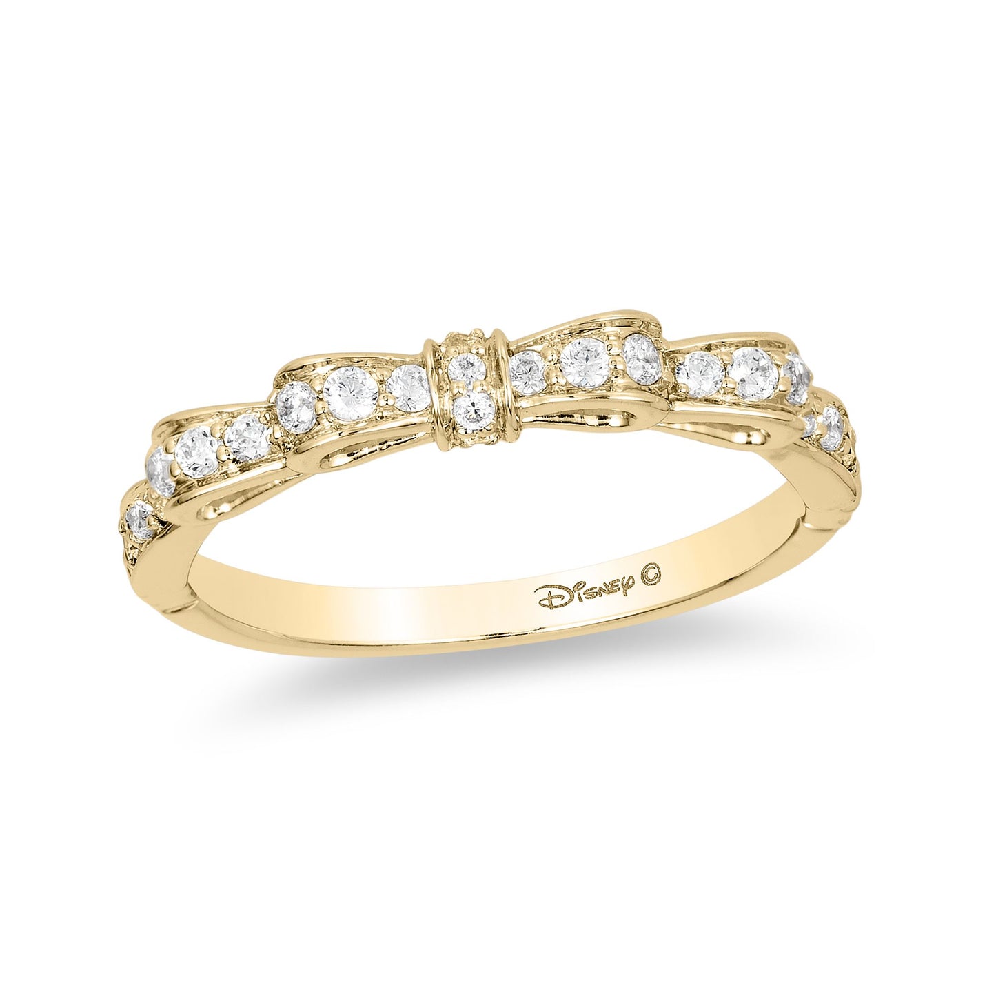 Enchanted Disney Fine Jewelry 14K Yellow Gold with 1/4 CTTW Diamond Snow White Anniversary Band Ring