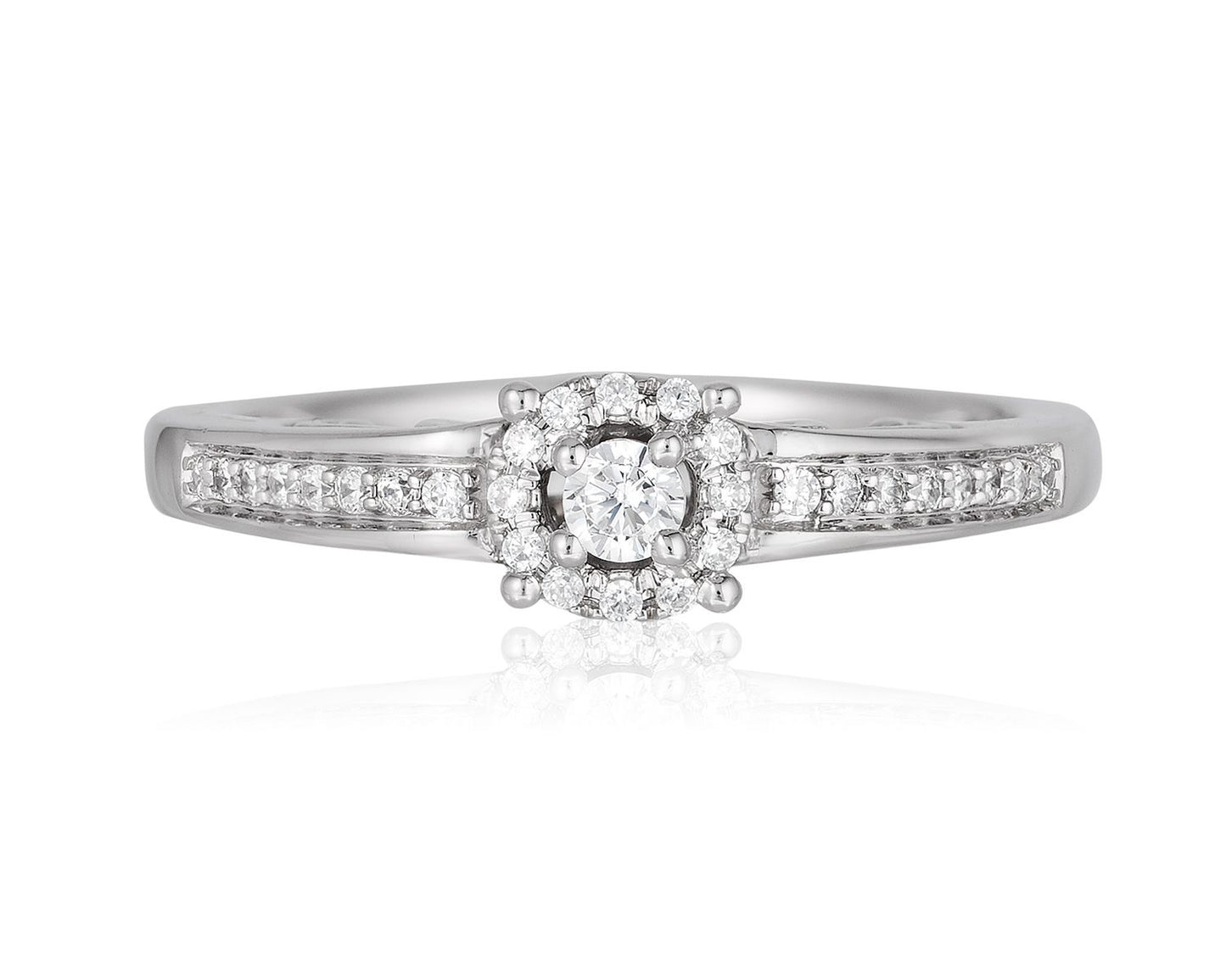 Enchanted Disney Fine Jewelry 14K White Gold and Rose Gold with 1/5 CTTW Ariel Shell Promise Ring