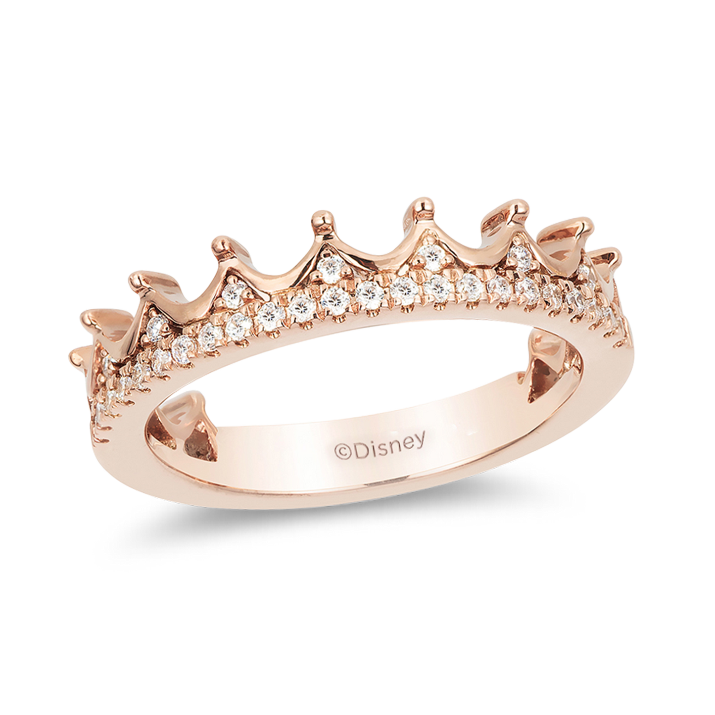 Enchanted Disney Fine Jewelry 14K Rose Gold With 1/6 CTTW Diamond Majestic Princess Anniversary Ring