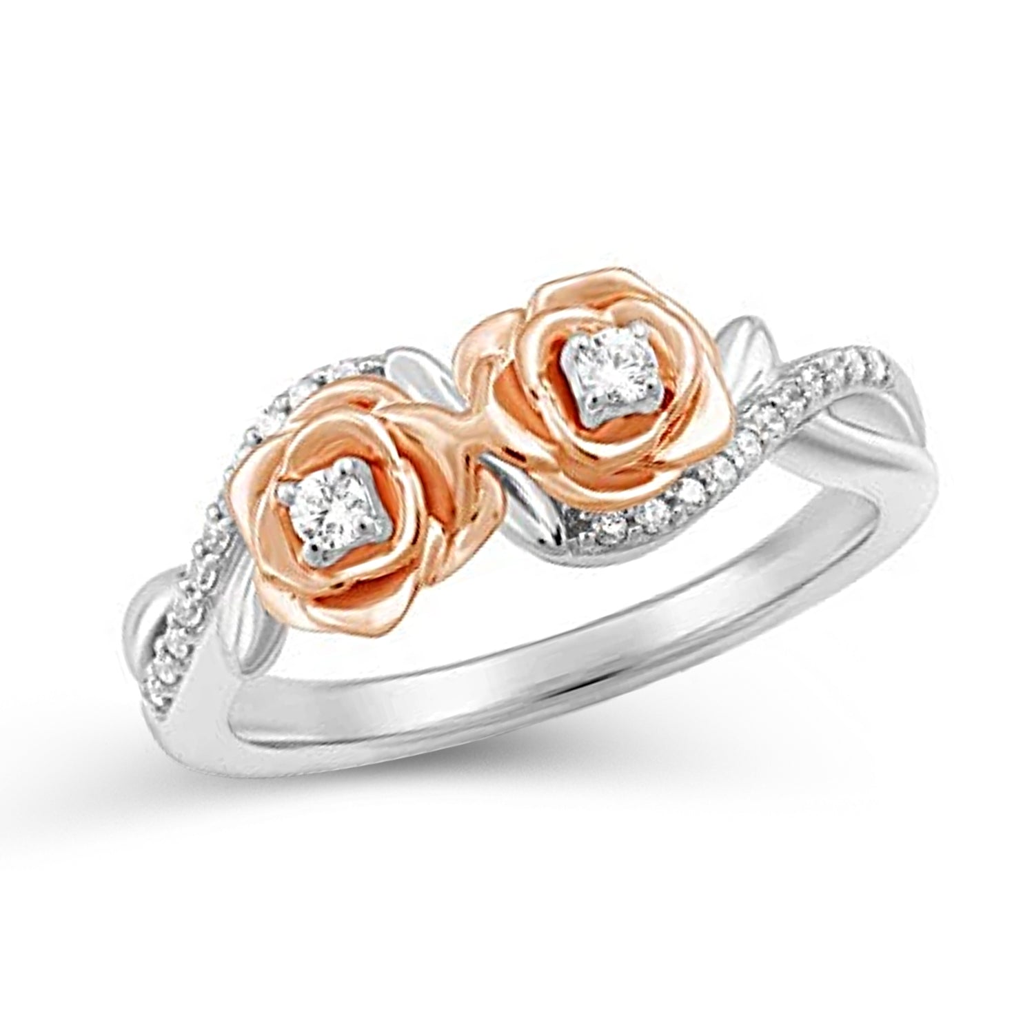 Disney Belle Inspired Rose Fashion Diamond Ring 1/6 CTTW View 1