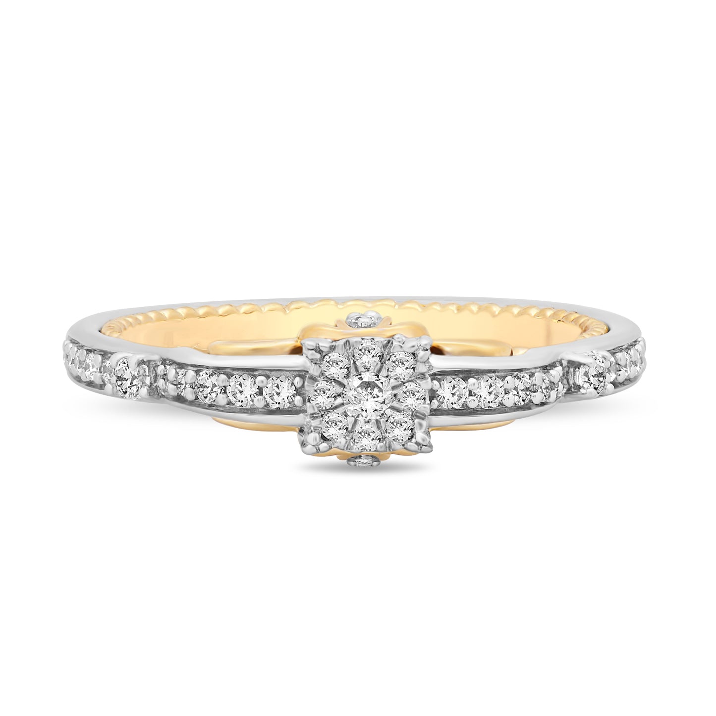 Enchanted Disney Fine Jewelry 14K White Gold And Yellow Gold with 1/4 CTTW Cinderella Promise Ring