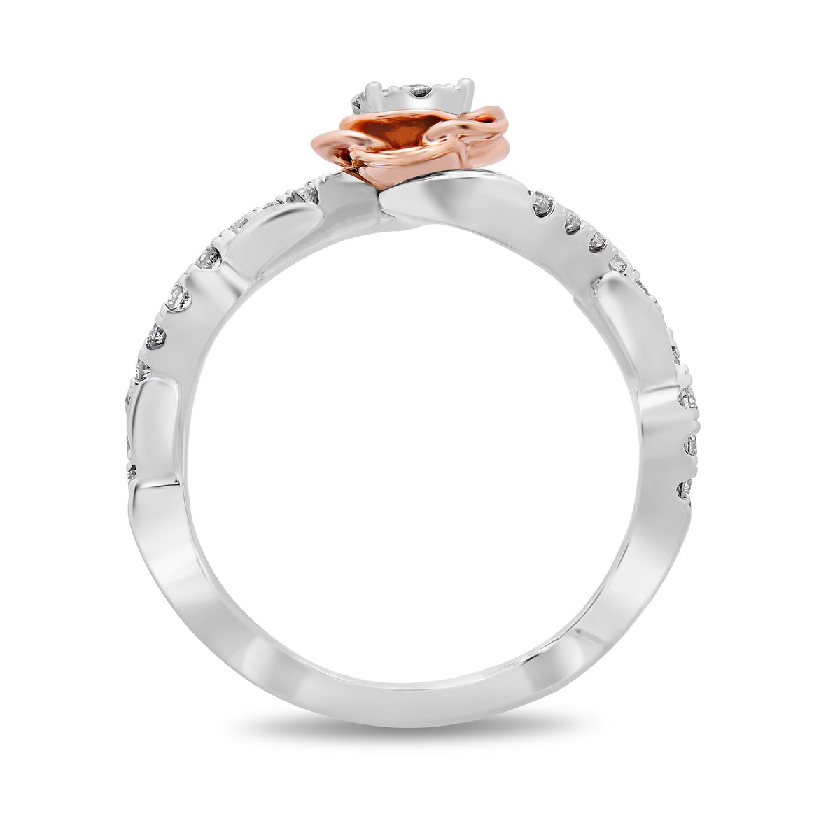 Disney Belle Inspired Diamond Promise Ring in 14K White Gold Rose Gold 1 4 CTTW Enchanted Disney Fine Jewelry