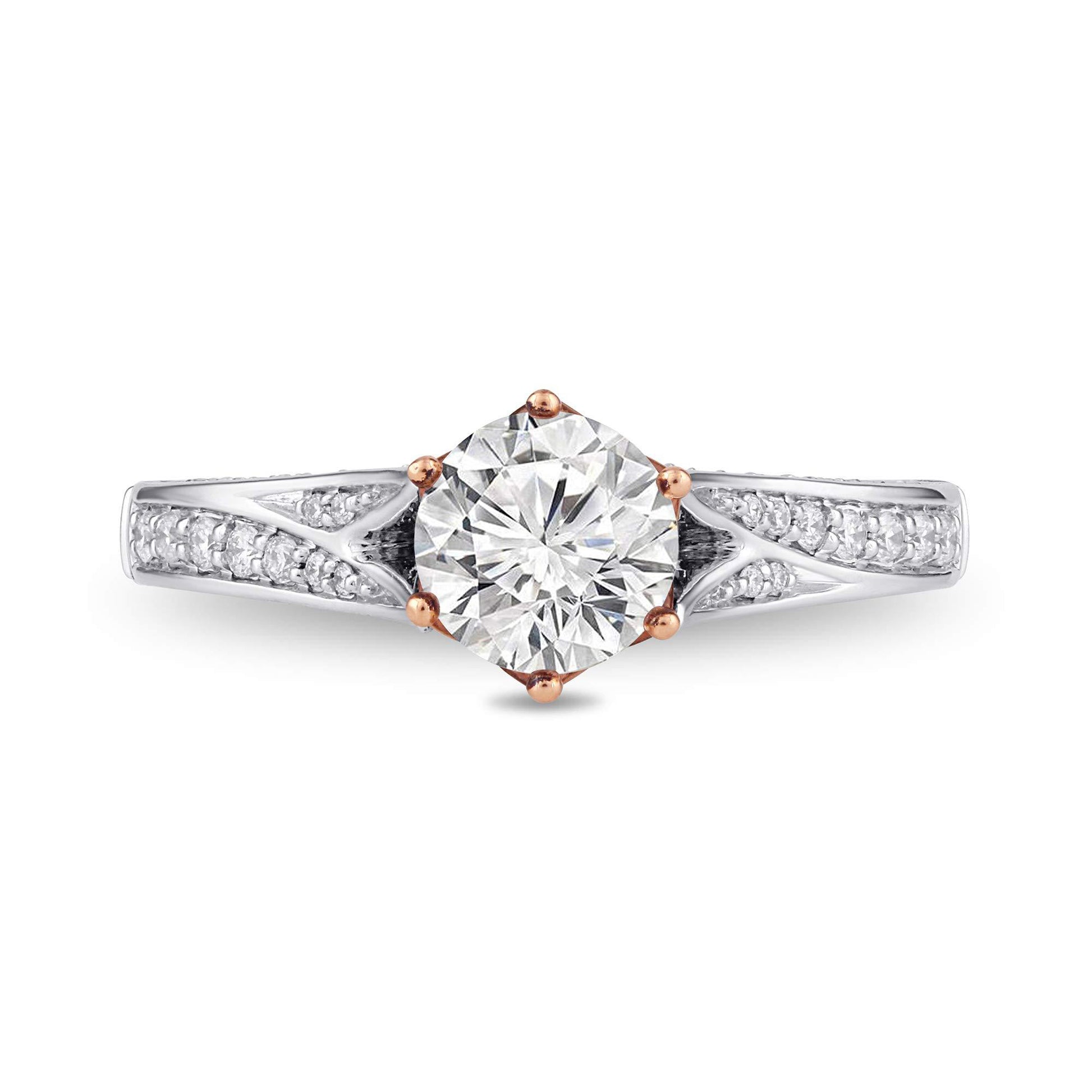 Disney Majestic Princess Inspired Diamond Engagement Ring in 14K White Gold and Rose Gold 1 1/4 CTTW View 3