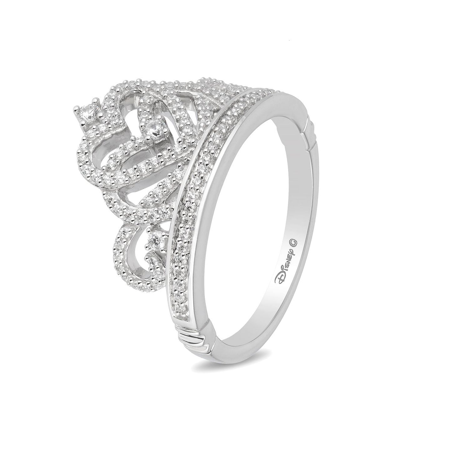 Enchanted Disney Fine Jewelry 10K White Gold 1/3 CTTW Majestic Princess Tiara Ring