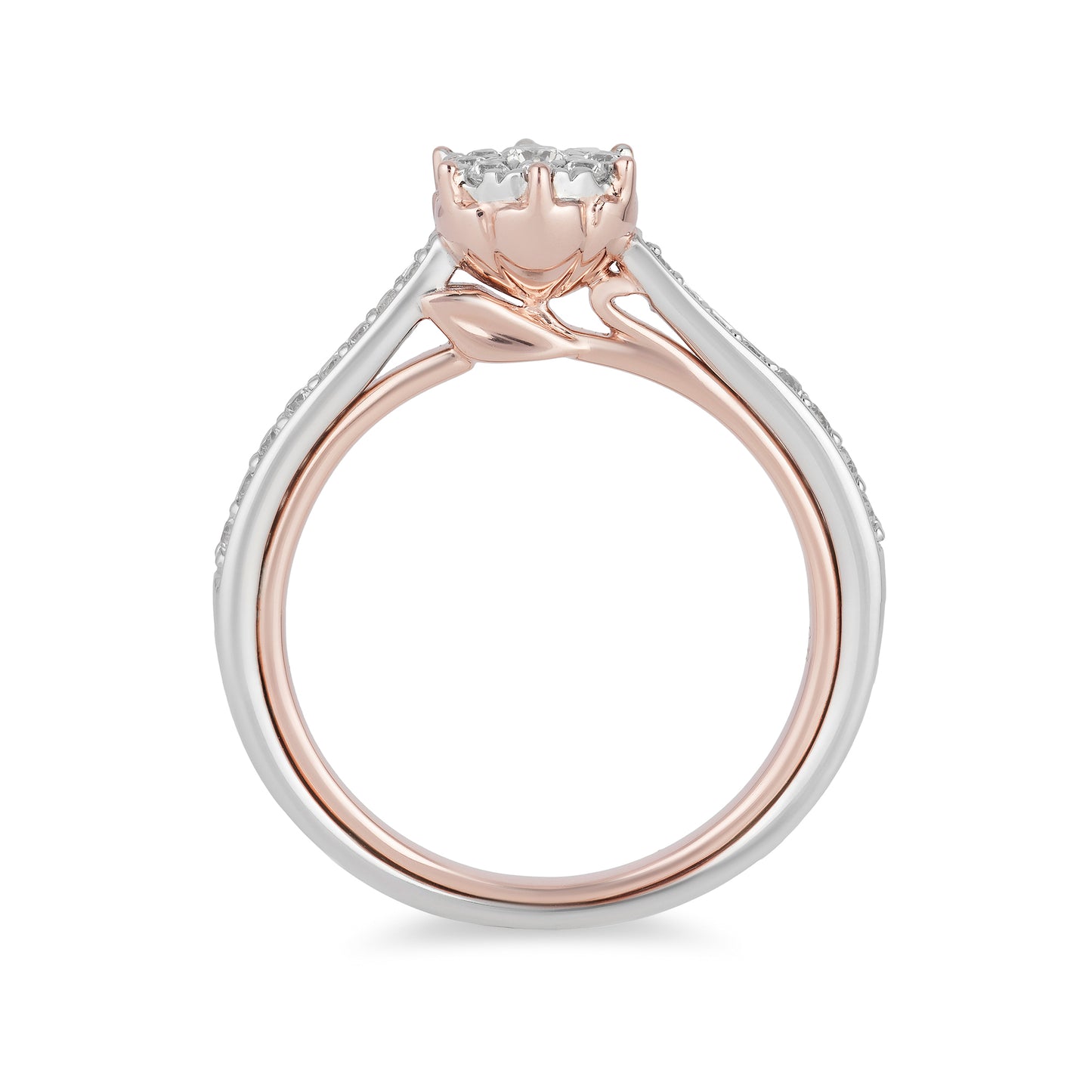 Enchanted Disney Fine Jewelry 10K White Gold and Rose Gold 1/3 CTTW Belle Composite Rose Engagement Ring