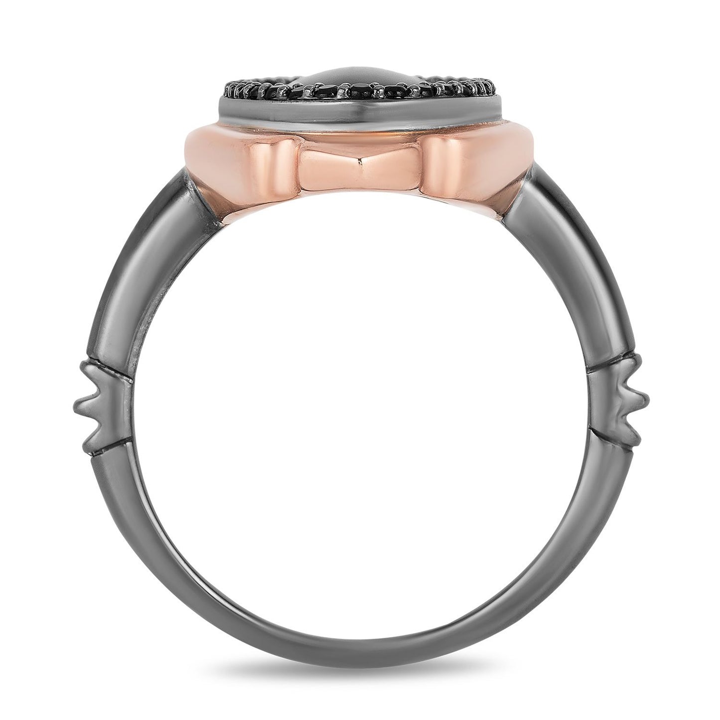 Enchanted Disney Fine Jewelry Black Rhodium over Sterling Silver and 10K Rose Gold with Black Onyx Maleficent Villain Ring