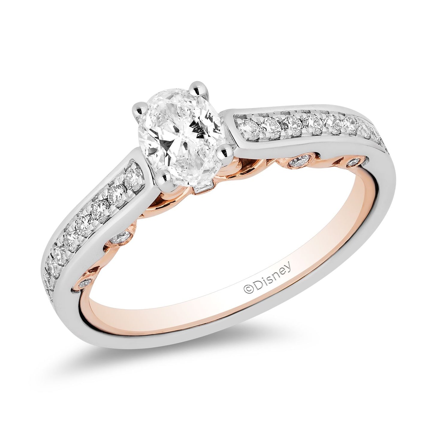 Disney Snow White Inspired Diamond Engagement Ring 14K Rose Gold 3/4 CTTW View 1