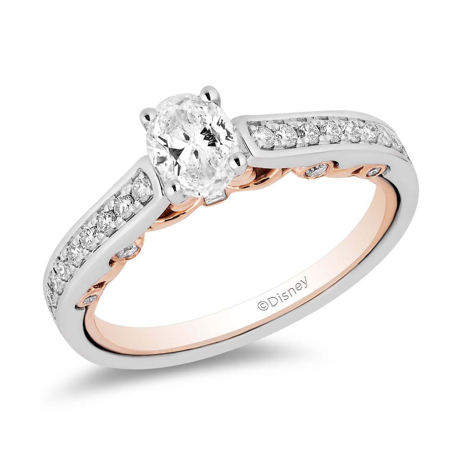 Disney Snow White Inspired Diamond Engagement Ring 14K Rose Gold 3/4 CTTW View 1