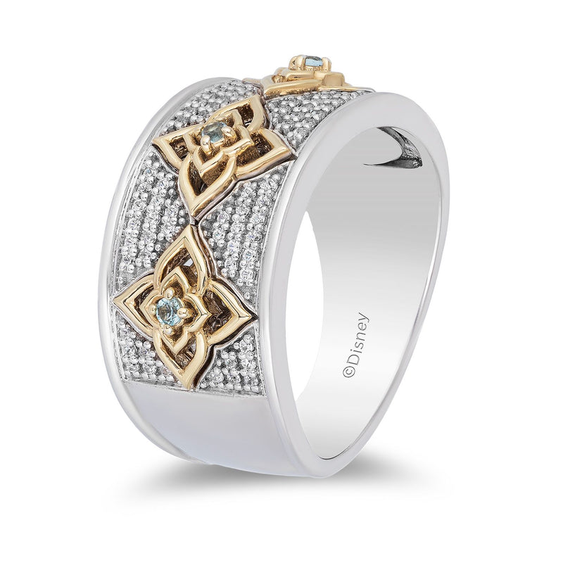 Disney Jasmine Inspired Diamond & Swiss Blue Sapphire Ring in 10K