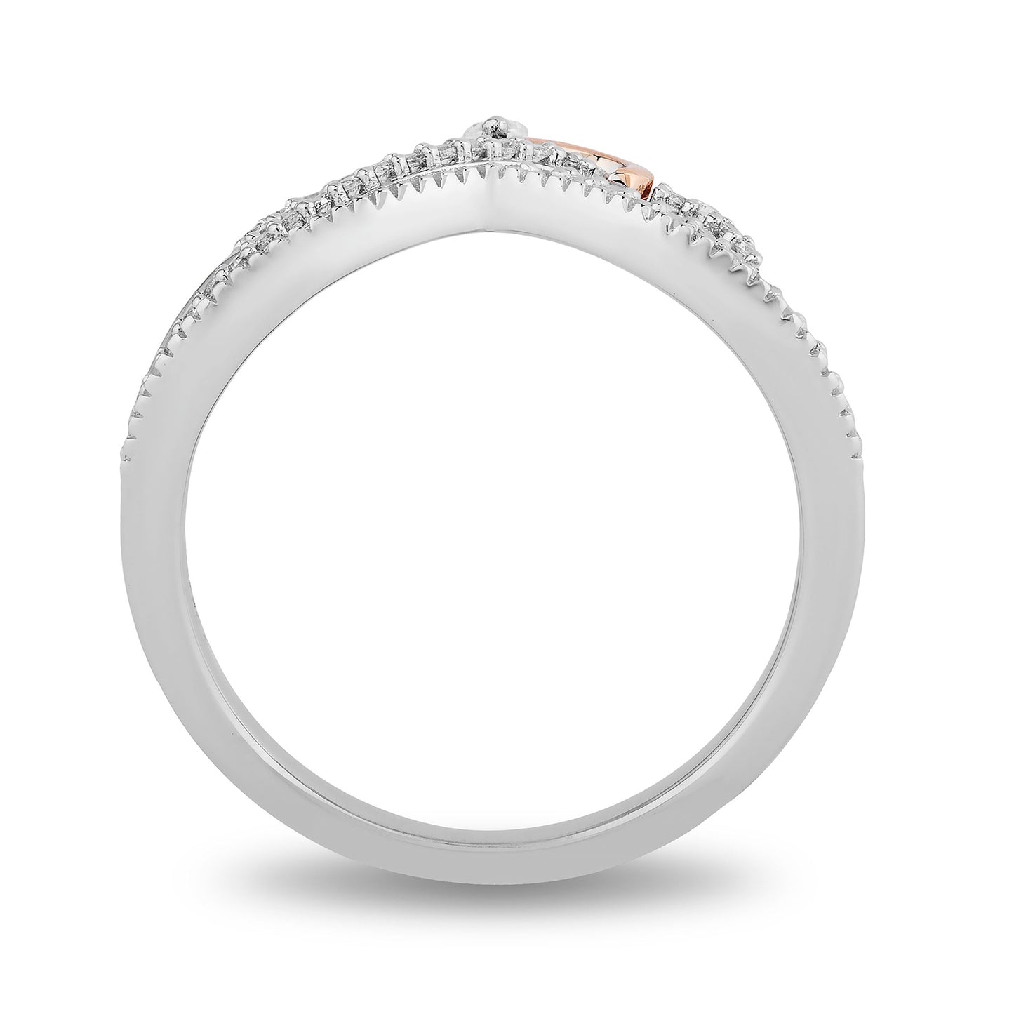 Enchanted Disney Fine Jewelry Sterling Silver and 10K Rose Gold with 1/5 CTTW Round and Marquise Diamond Rapunzel Tiara Ring