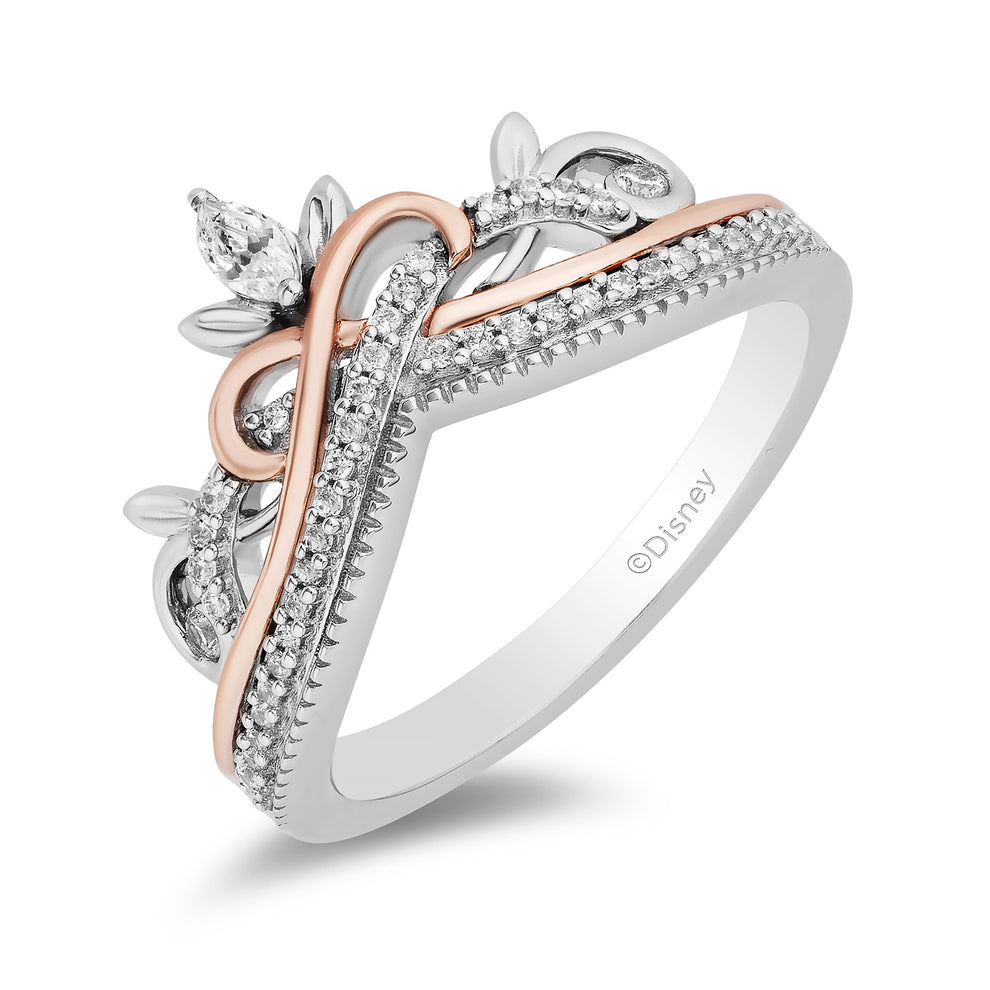 Disney Rapunzel Inspired Diamond Tiara Ring in Sterling Silver and 10K ...