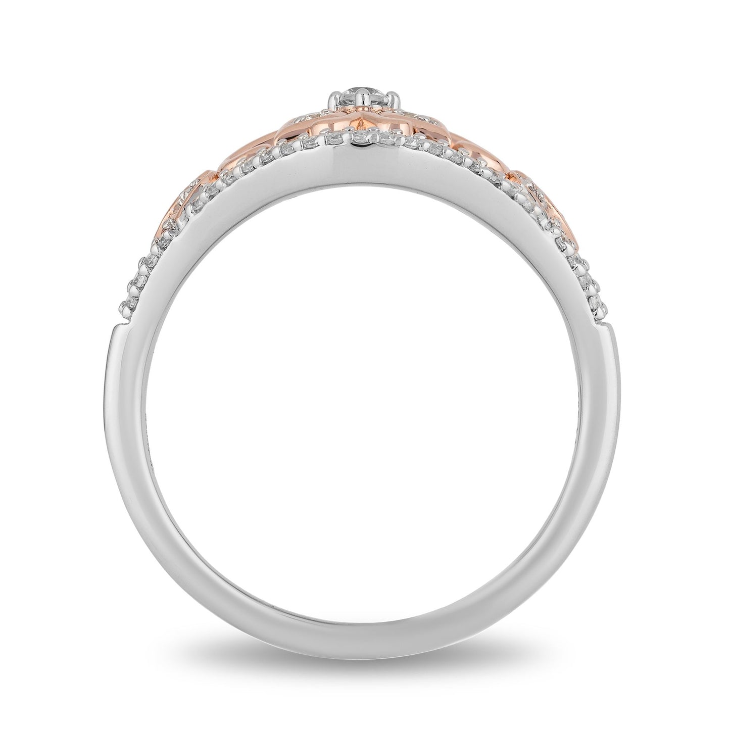 Enchanted Disney Fine Jewelry Sterling Silver and 10K Rose Gold with 1/4 CTTW Jasmine Ring