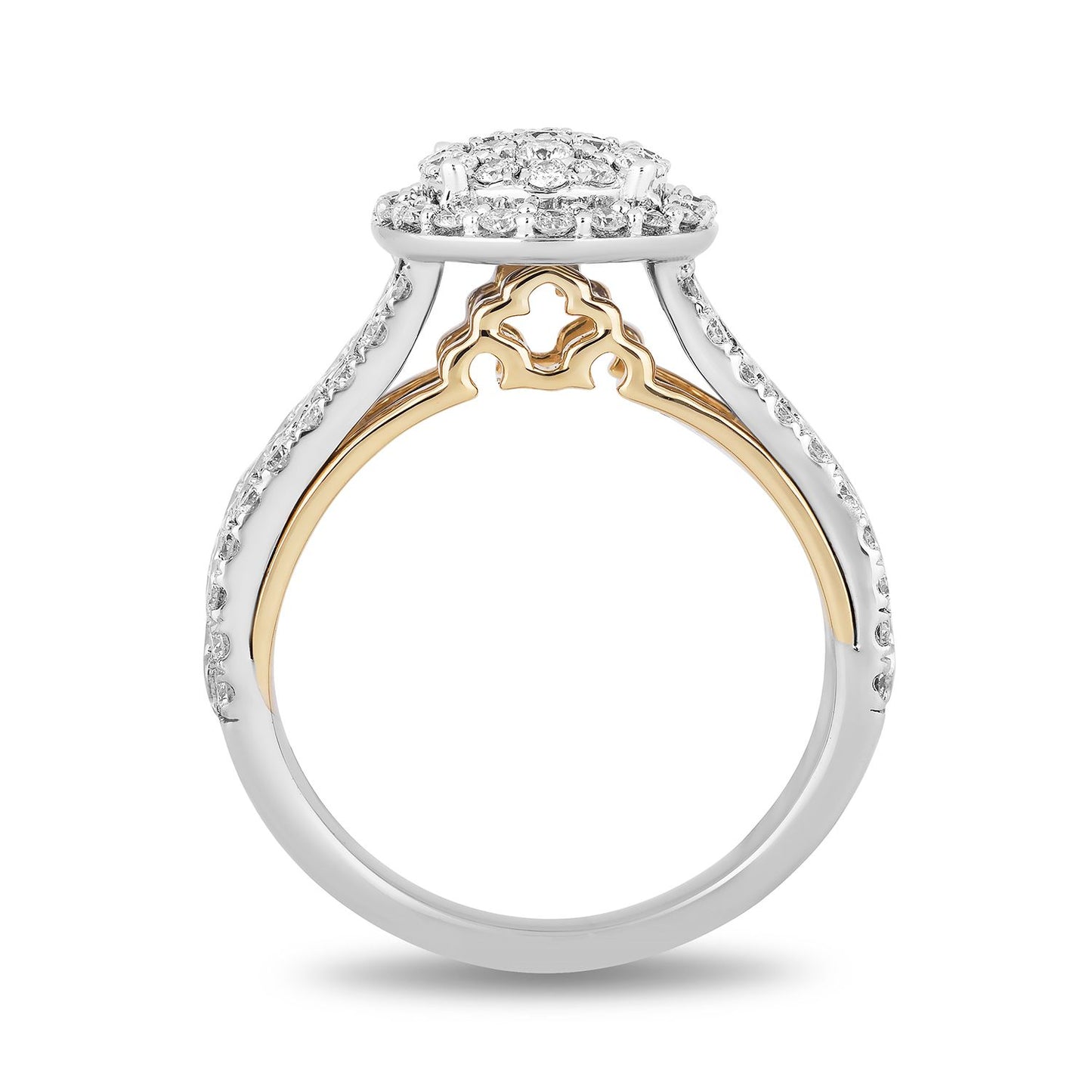 Enchanted Disney Fine Jewelry 14K White Gold and Yellow Gold with 1 CTTW Diamond Jasmine Engagement Ring