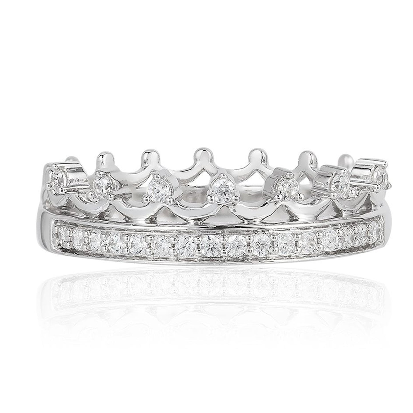 Enchanted Disney Fine Jewelry Sterling Silver 1/5 CTTW Disney Majestic Princess Crown Ring