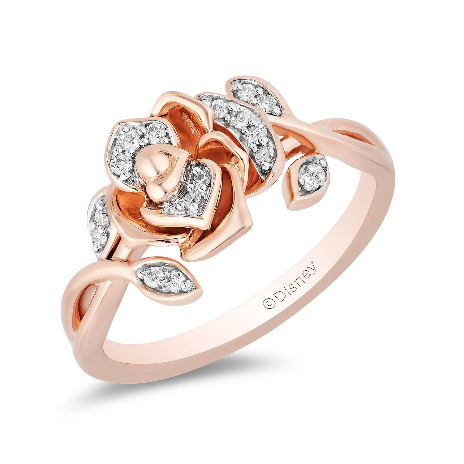 Ook Fauteuil donker Disney Belle Inspired Diamond Ring 14K Rose Gold 1/10 CTTW | Enchanted  Disney Fine Jewelry