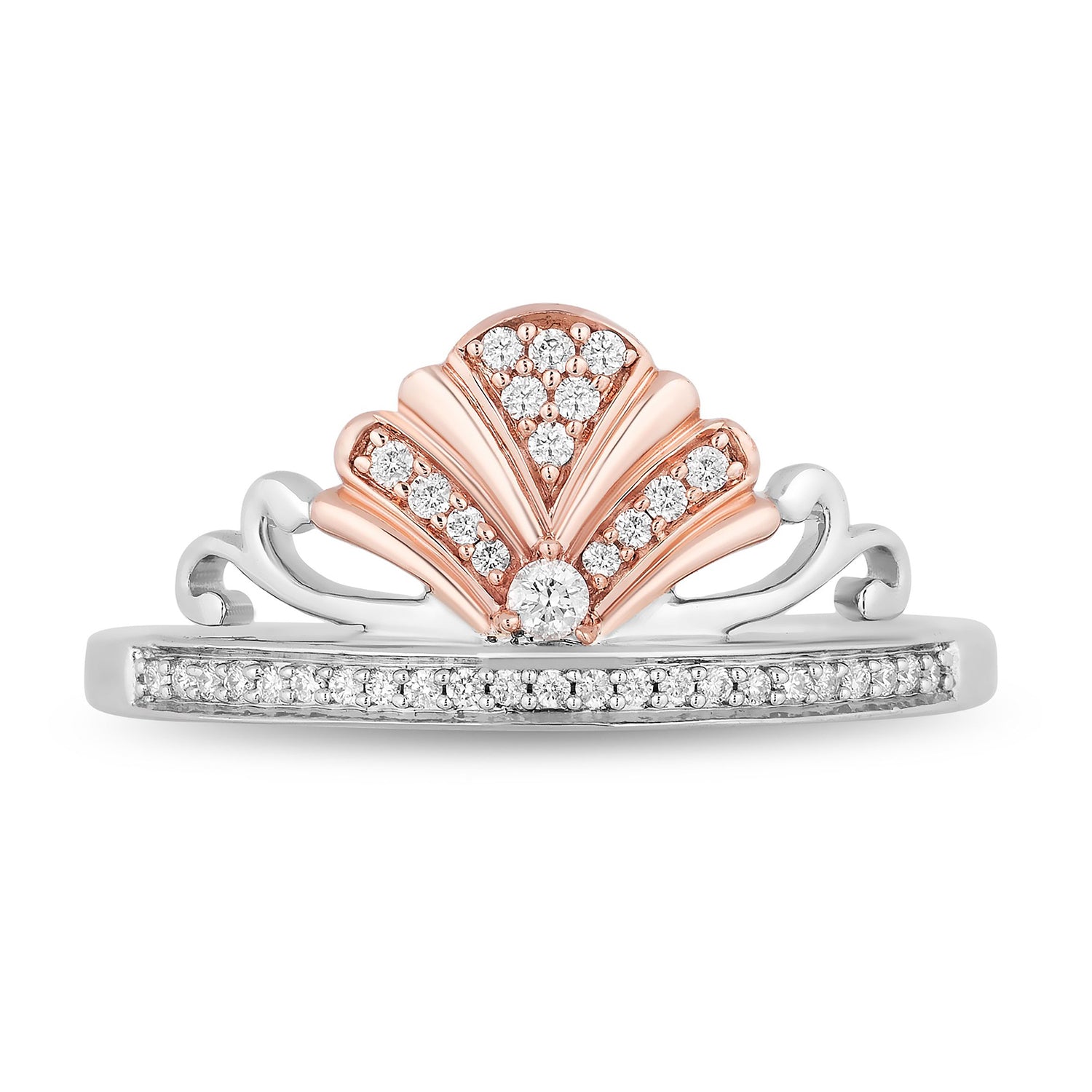 Disney Ariel Inspired Tiara Ring 10K Rose Gold 1/6 CTTW View 1