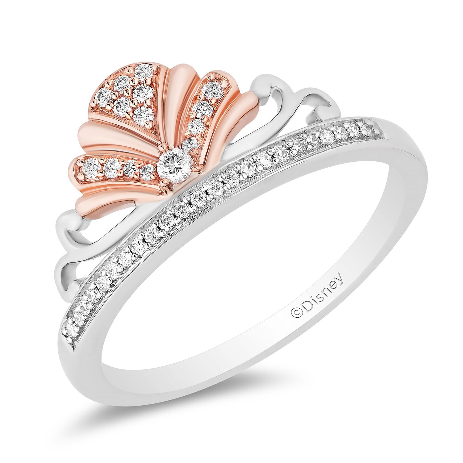 Disney Ariel Inspired Tiara Ring 10K Rose Gold 1/6 CTTW View 1
