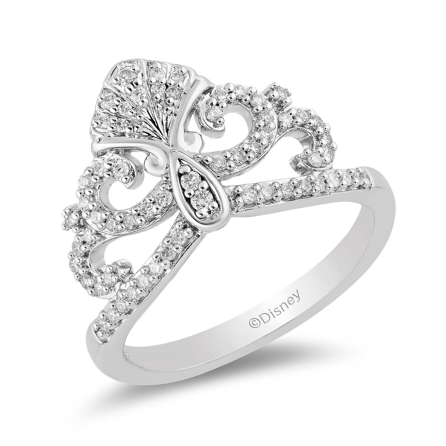 Enchanted Disney Fine Jewelry Sterling Silver 1/4 CTTW Ariel Shell Ring