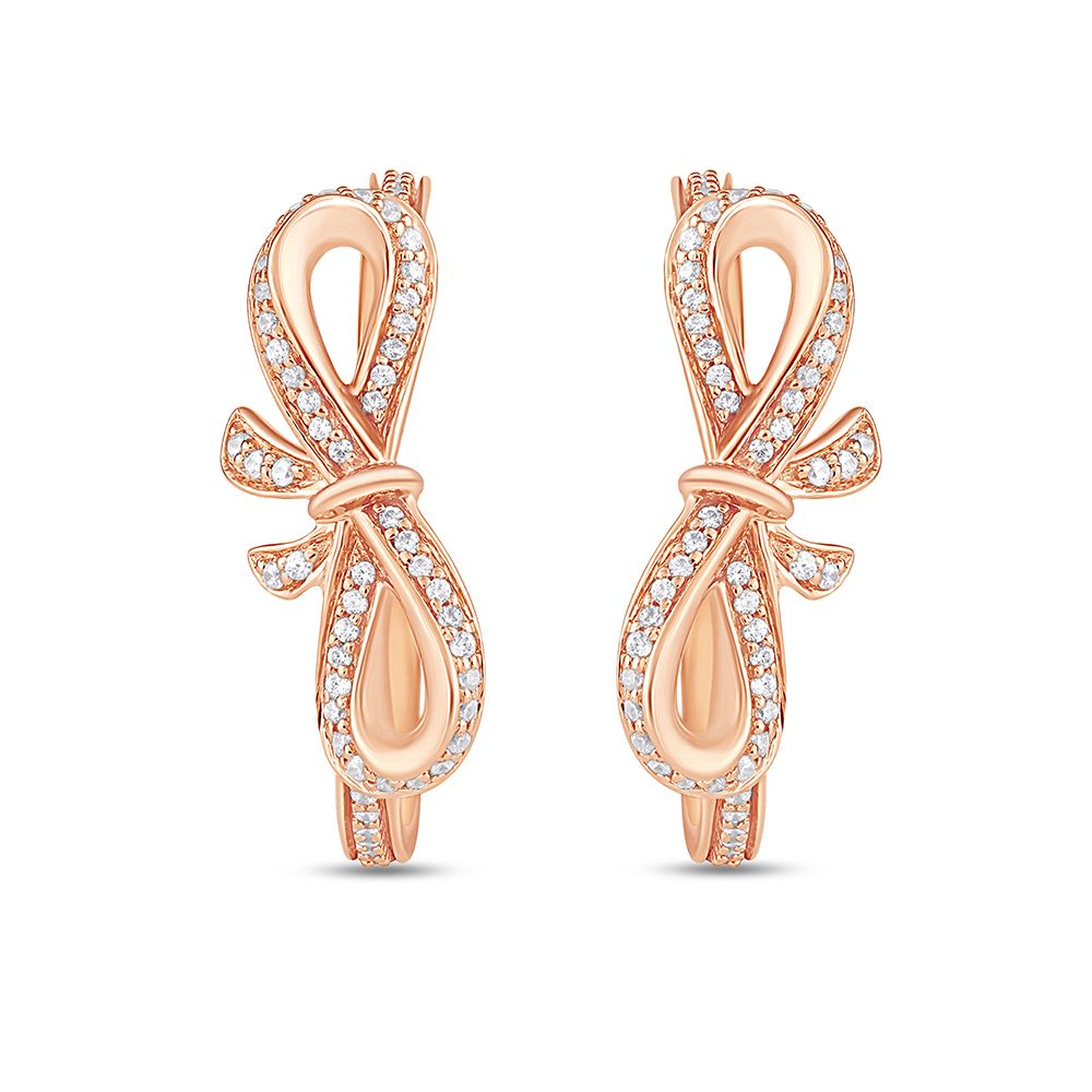 Diamond Bow Earrings 14K Rose Gold / Pair