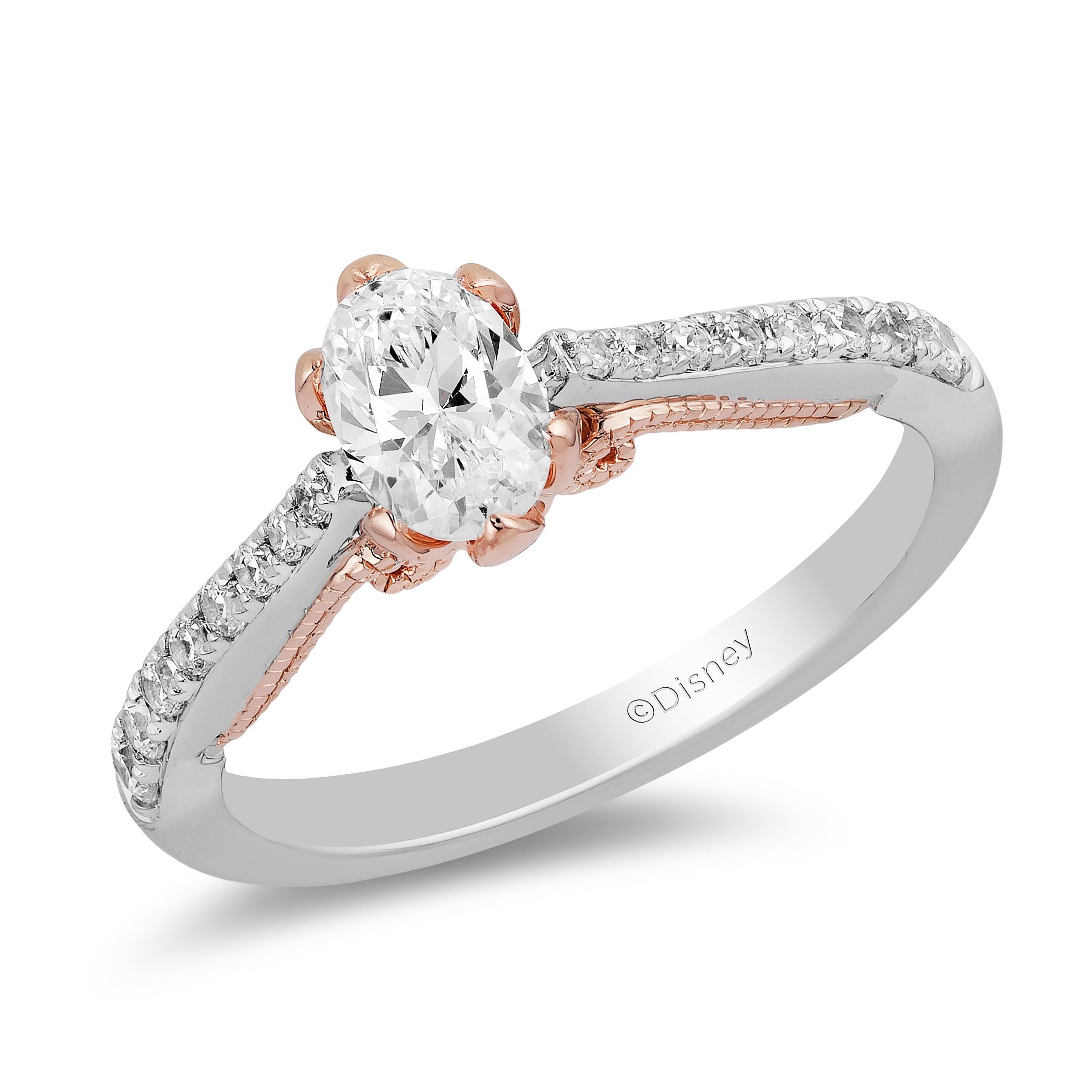 Disney Anna Inspired Diamond Engagement Ring in 14K White Gold and Rose ...