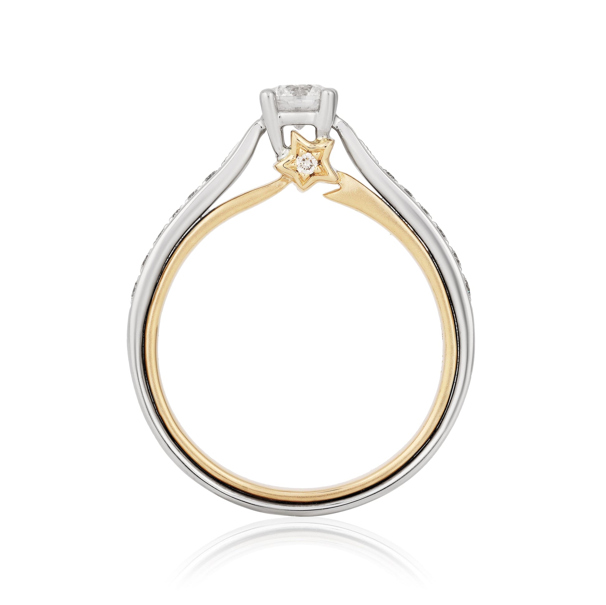 Disney Tinker Bell Inspired Diamond Engagement Ring in 14K White Gold and Yellow Gold 1/2 CTTW View 3