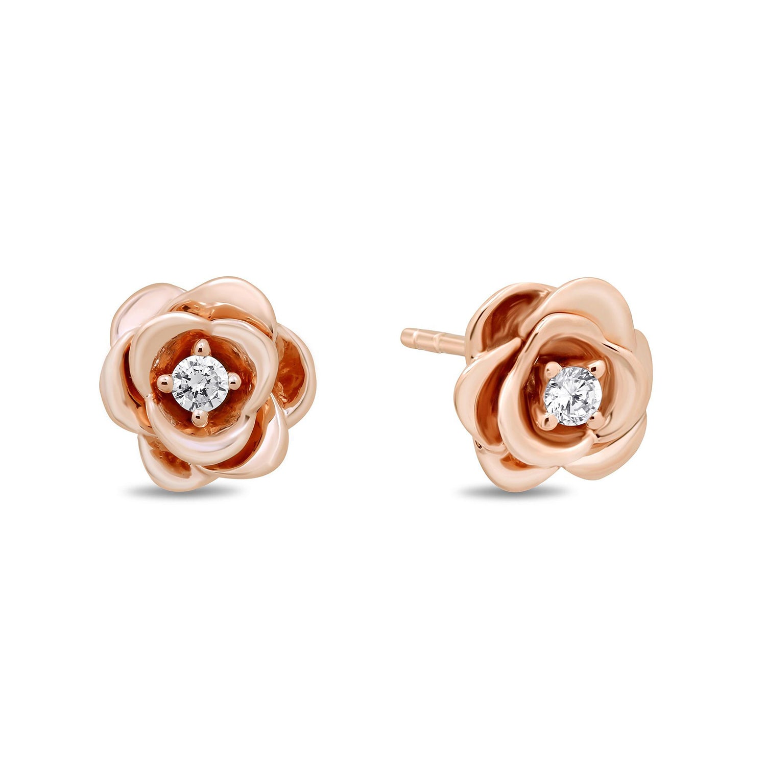 Rose Stud Earrings in Gold, Rose Jewelry