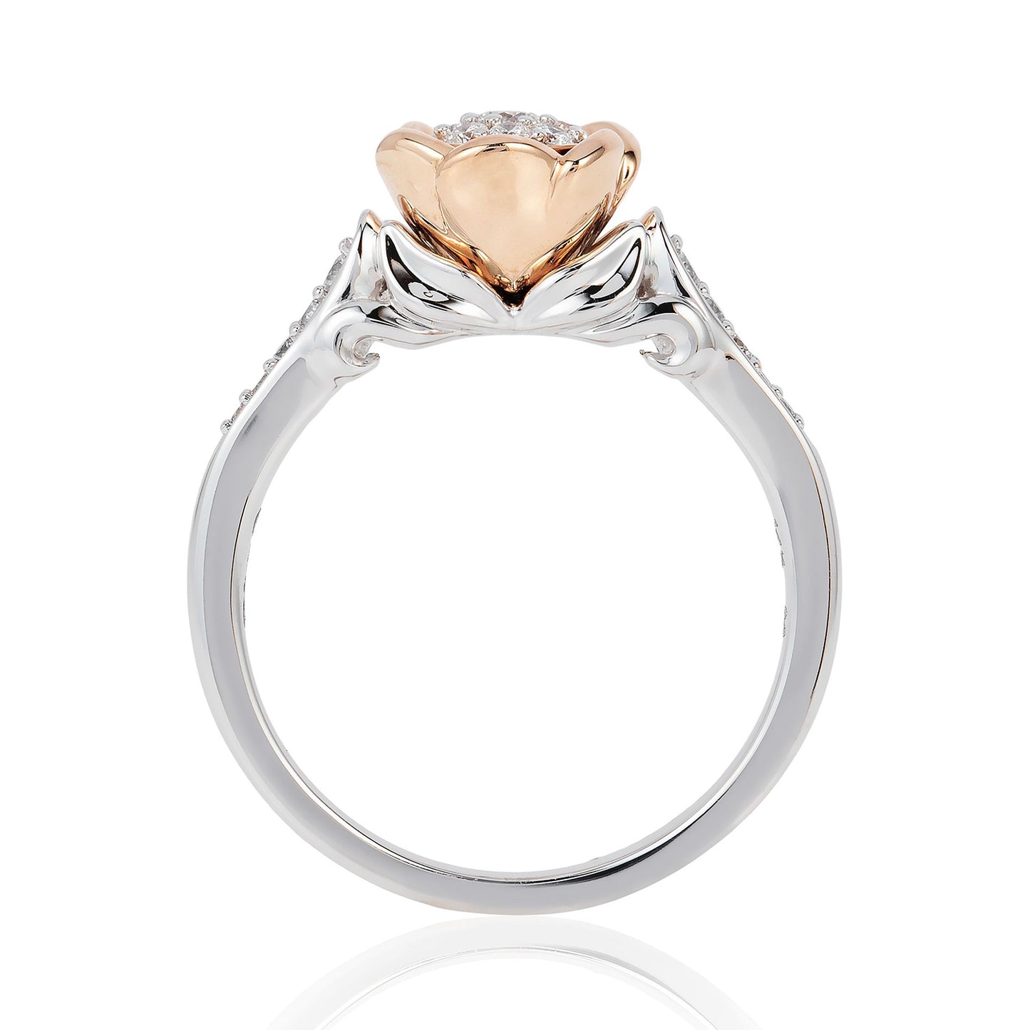 Enchanted Disney Fine Jewelry 14K White Gold and Rose Gold 1/4 CTTW Belle Rose Engagement Ring
