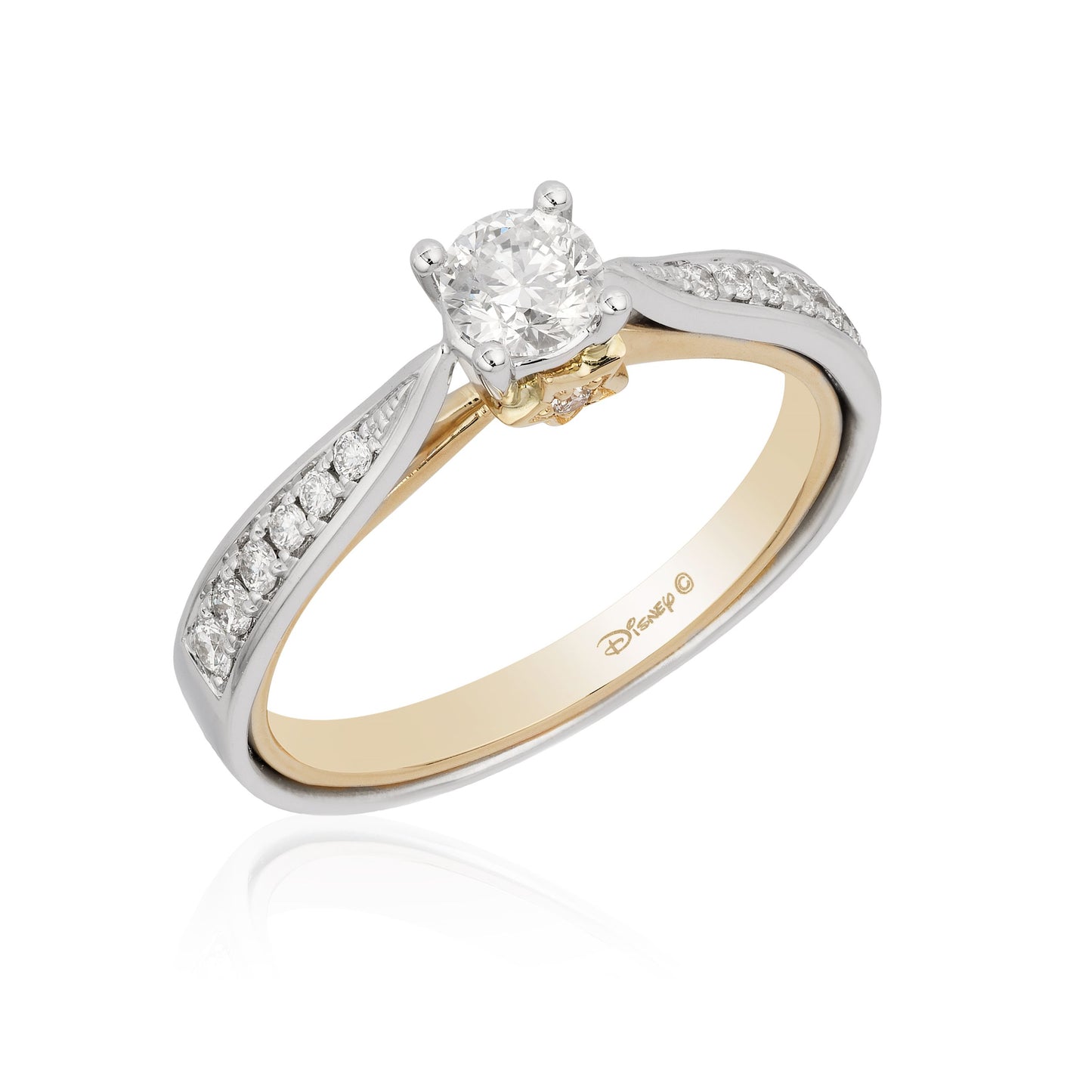 Disney Tinker Bell Inspired Diamond Engagement Ring in 14K White Gold and Yellow Gold 1/2 CTTW View 1