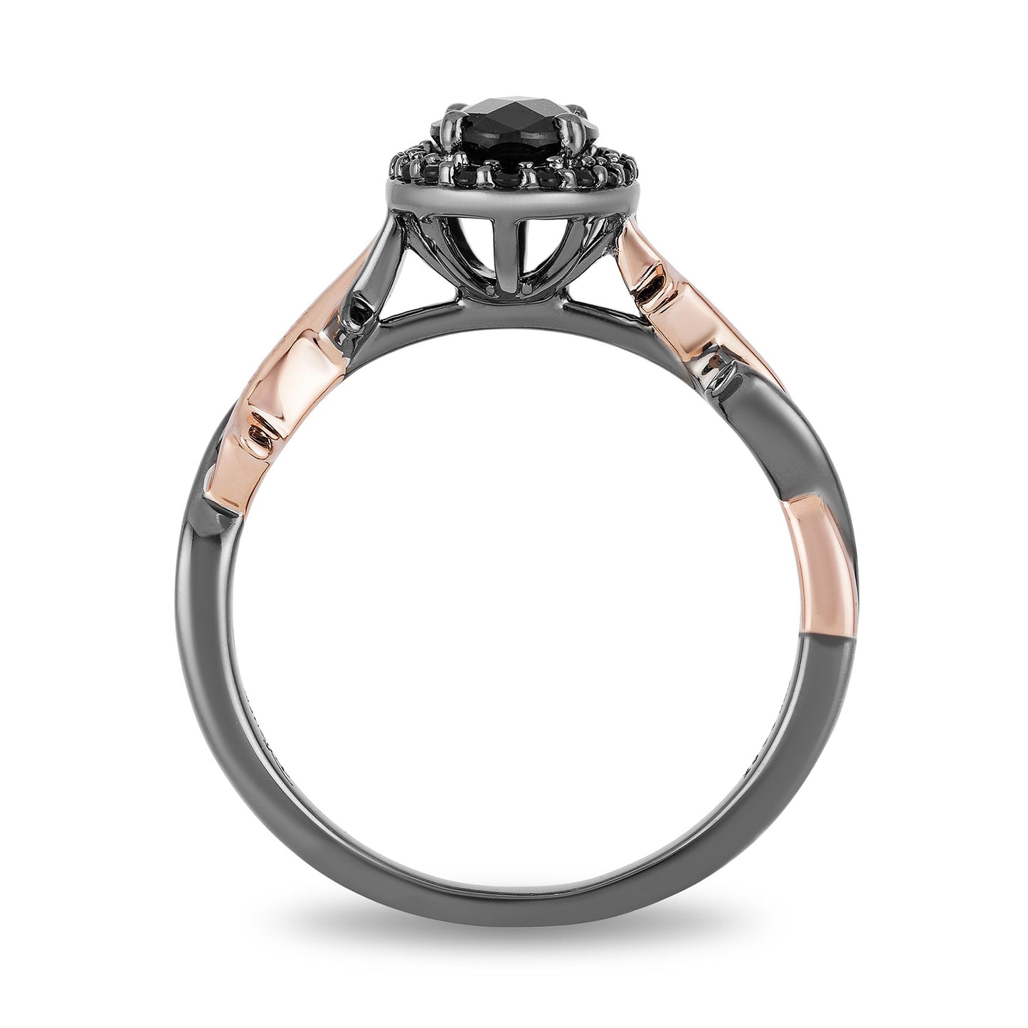 Enchanted Disney Fine Jewelry Rose Gold over Sterling Silver with Checkerboard Black Onyx and 1/10 CTTW Black Diamonds Maleficent Ring