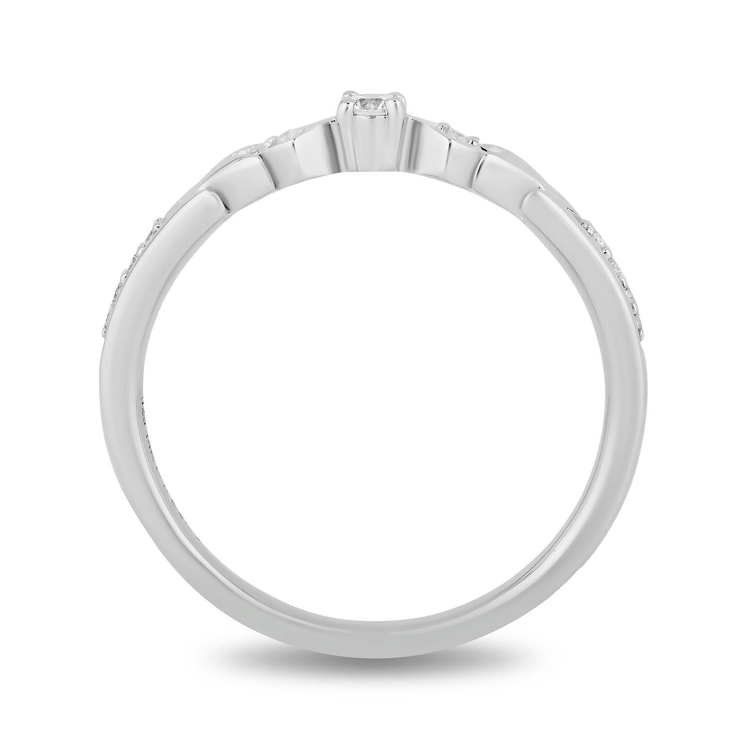 Disney Elsa Inspired Diamond Duo Stack Ring in Sterling Silver and 10K Rose Gold 1/5 CTTW View 7