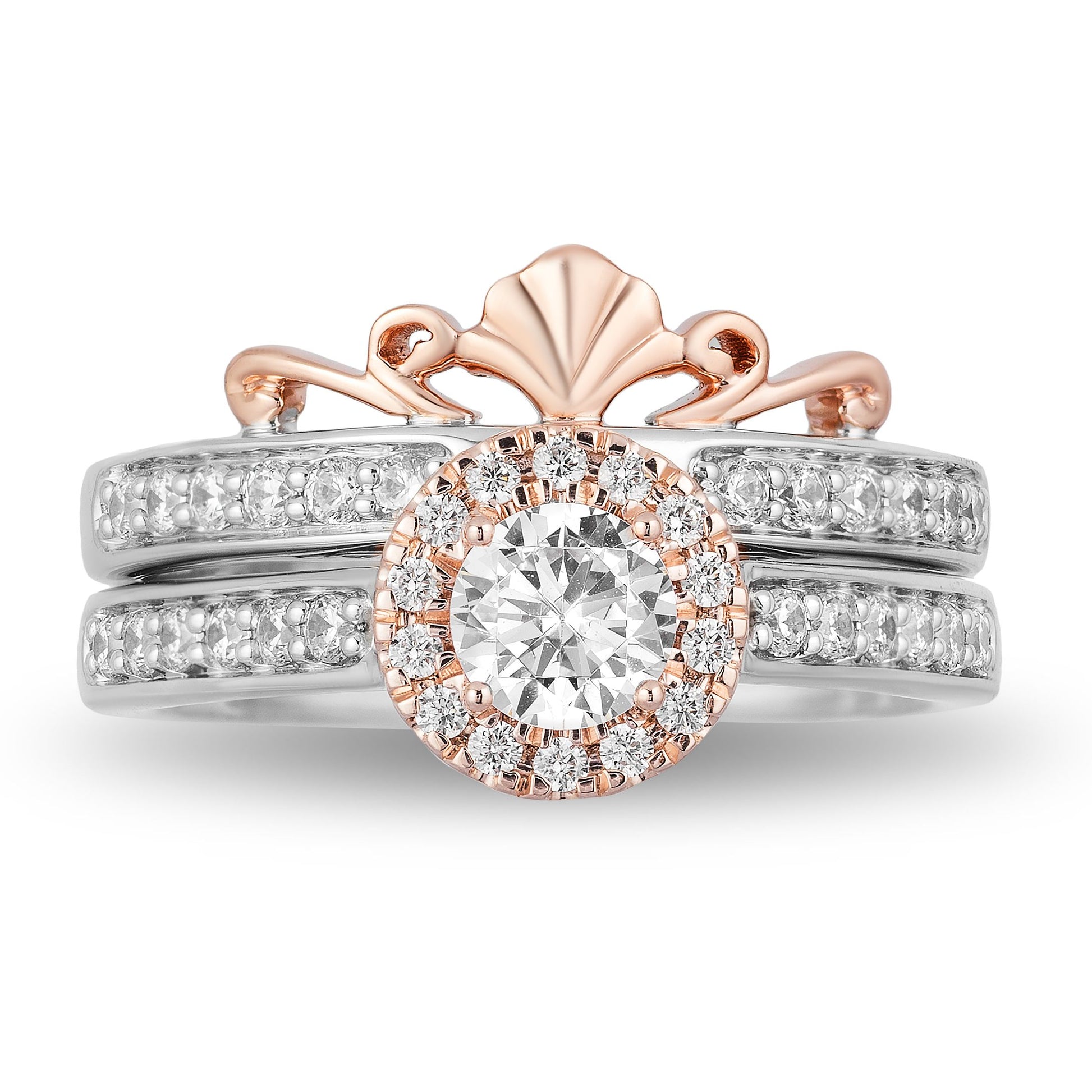 Disney Ariel Inspired Diamond Engagement Ring in 14K White Gold and Rose Gold 9/10 CTTW View 2