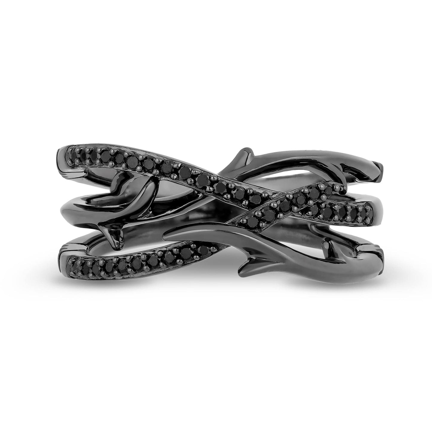 Enchanted Disney Fine Jewelry Black Rhodium over Sterling Silver 1/5 CTTW Maleficent Creeper Ring