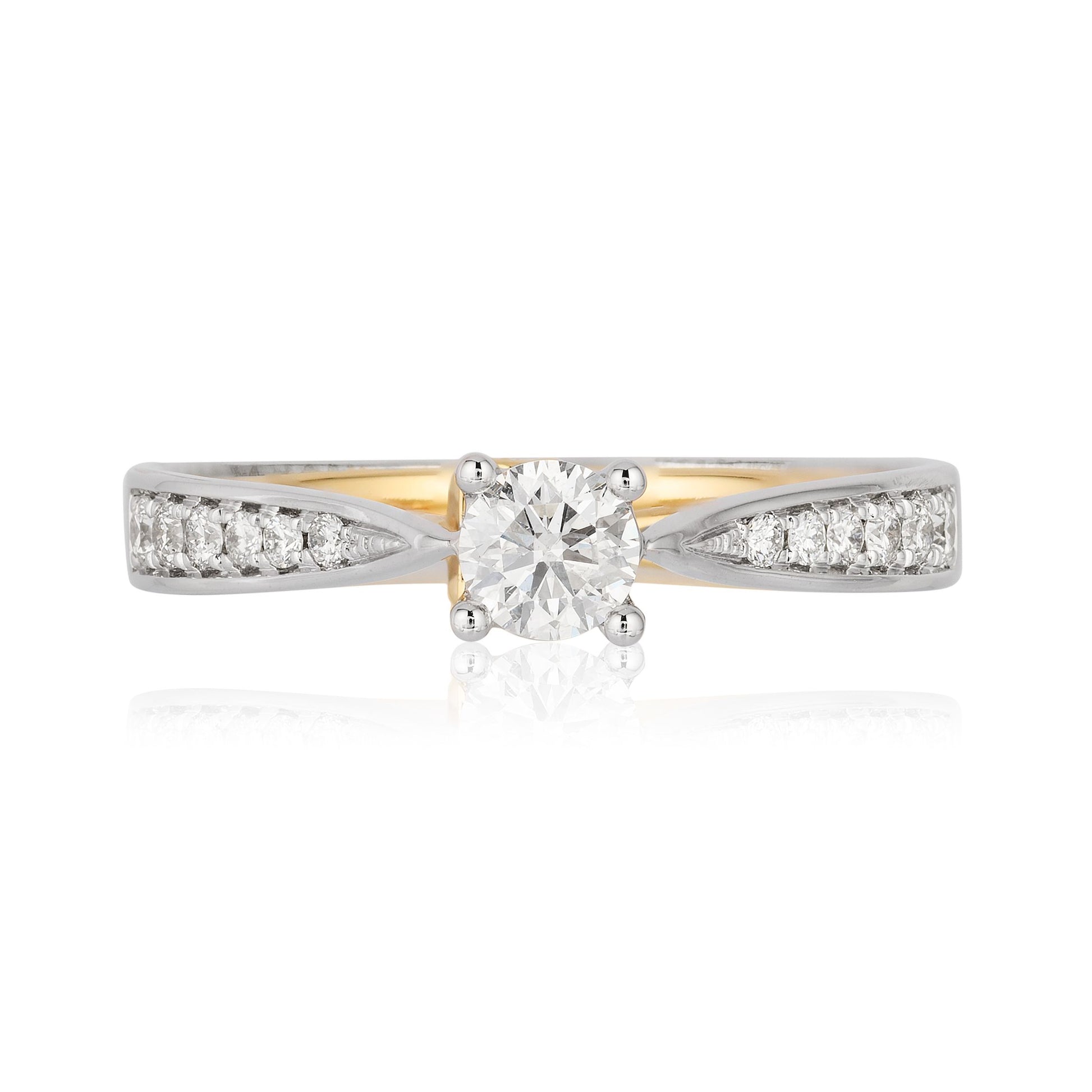 Disney Tinker Bell Inspired Diamond Engagement Ring in 14K White Gold and Yellow Gold 1/2 CTTW View 2